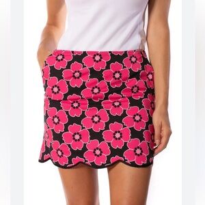 Women’s Golftini Black and Pink Stretch Floral Cotton Skort Golf Tennis size 6